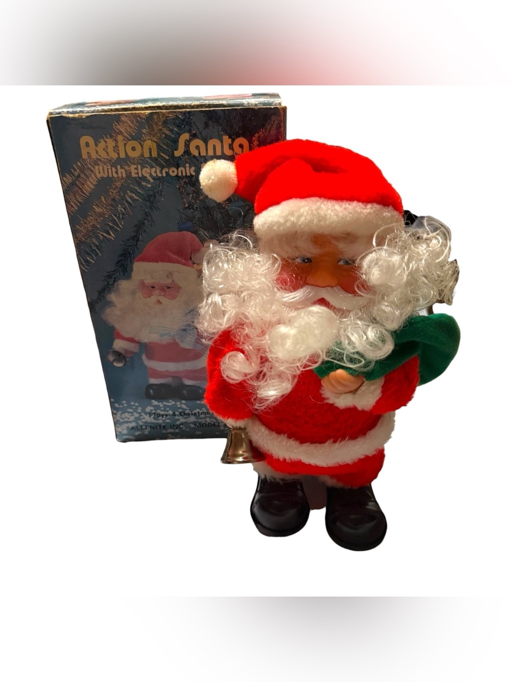 Vtg Kitschy Action Santa w/ Electronic Music with Box Christmas Not Working